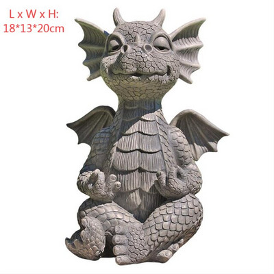 2021 m. Gražaus sodo drakono medituojama statula kiemo drakono skulptūra iš dervos dinozauro formos statulos lauko kiemo sodo puošmena