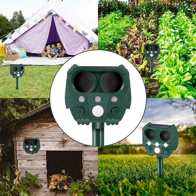 Saulės energija varomas paukščių atbaidiklis Ultragarsinis gyvūnų atbaidiklis kačių šunų lapių gyvūnų gyvačių atbaidiklis, gąsdinantis pelėdą lauko sodui