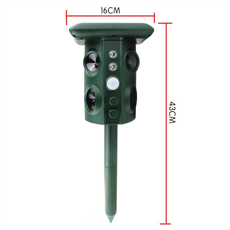 Ultragarsinis gyvūnų atbaidiklis, atbaidantis kačių šunis, saulės energija varomas baidymo priemonė, skirta lauko sodui