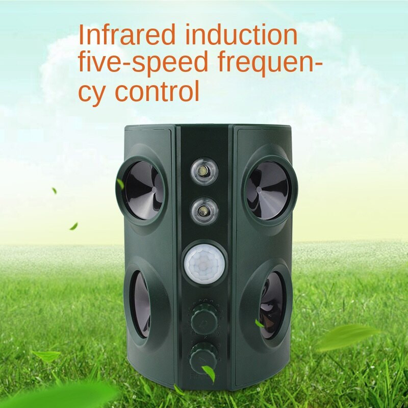 Ultragarsinis gyvūnų atbaidiklis, atbaidantis kačių šunis, saulės energija varomas baidymo priemonė, skirta lauko sodui