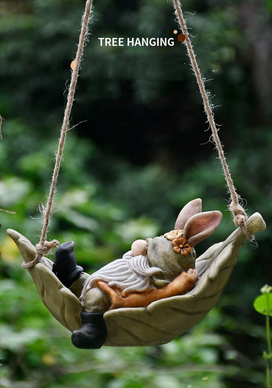Desen animat american drăguț leagăn din rășină podoabe de zână, grădină, parc, vilă, figurine, artizanat, în aer liber, vilă, copac, decorare pentru mobilier