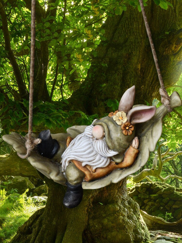 Desen animat american drăguț leagăn din rășină podoabe de zână, grădină, parc, vilă, figurine, artizanat, în aer liber, vilă, copac, decorare pentru mobilier