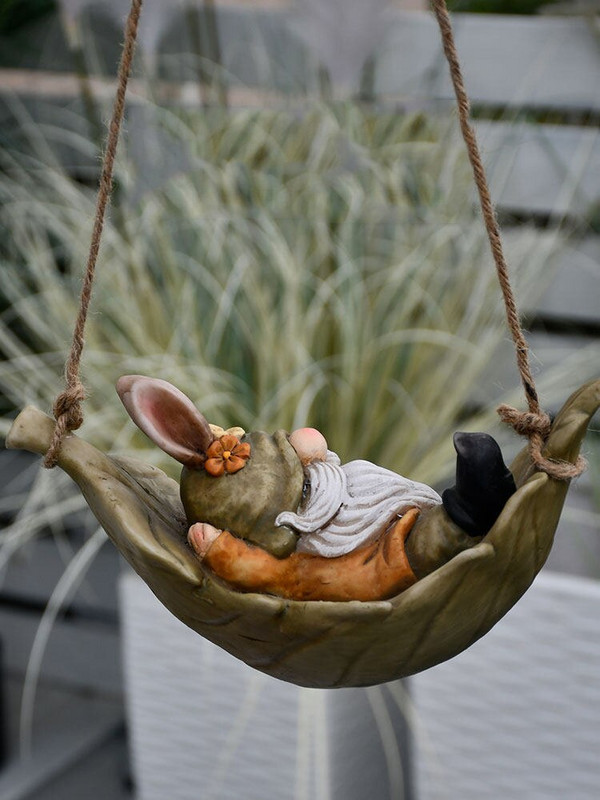 Desen animat american drăguț leagăn din rășină podoabe de zână, grădină, parc, vilă, figurine, artizanat, în aer liber, vilă, copac, decorare pentru mobilier