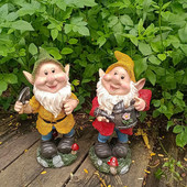 Retro desene animate spiriduși pitici ornamente din rășină, grădină în aer liber, curte, vilă, sculptură, artizanat, amenajare, figurine peisaj, decorare