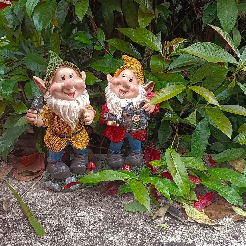 Retro desene animate spiriduși pitici ornamente din rășină, grădină în aer liber, curte, vilă, sculptură, artizanat, amenajare, figurine peisaj, decorare