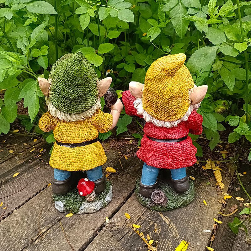 Retro desene animate spiriduși pitici ornamente din rășină, grădină în aer liber, curte, vilă, sculptură, artizanat, amenajare, figurine peisaj, decorare