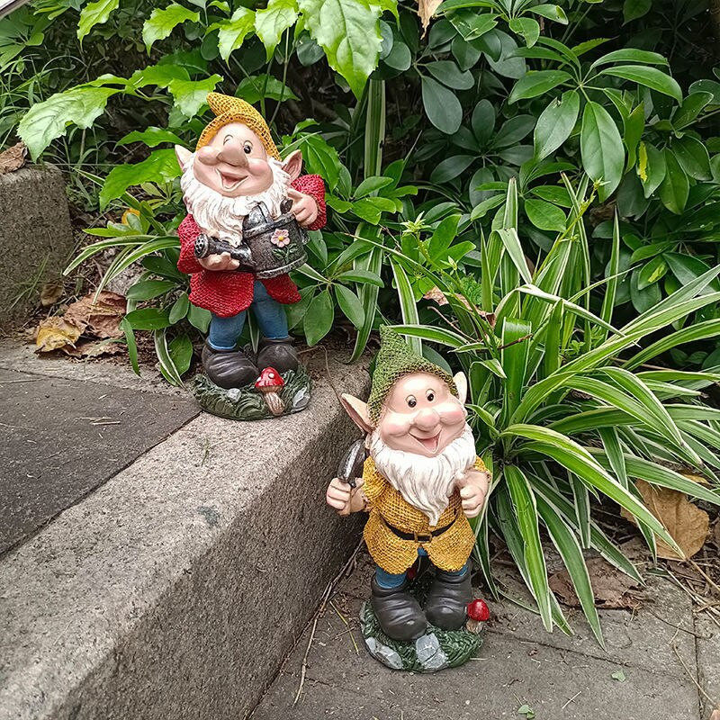 Retro desene animate spiriduși pitici ornamente din rășină, grădină în aer liber, curte, vilă, sculptură, artizanat, amenajare, figurine peisaj, decorare