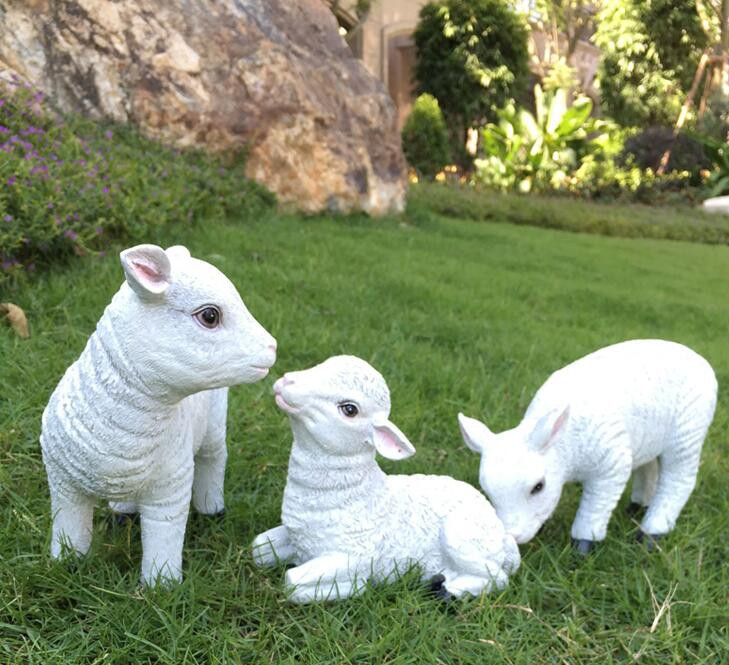 Simulare Pastorală Animal Rășină Capră Oi Ornamente în aer liber Grădină Peluză Statuie Mobilier Curte Sculptură Decorare Artizanat