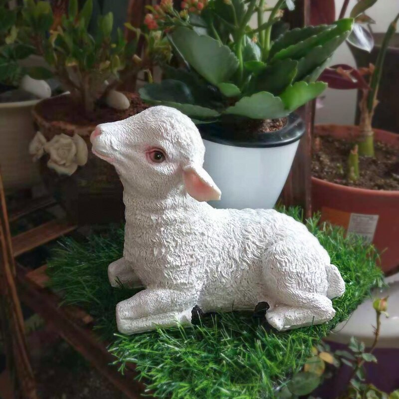 Simulare Pastorală Animal Rășină Capră Oi Ornamente în aer liber Grădină Peluză Statuie Mobilier Curte Sculptură Decorare Artizanat