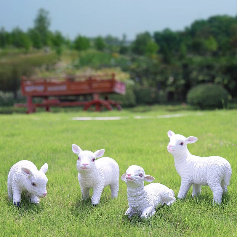 Simulare Pastorală Animal Rășină Capră Oi Ornamente în aer liber Grădină Peluză Statuie Mobilier Curte Sculptură Decorare Artizanat