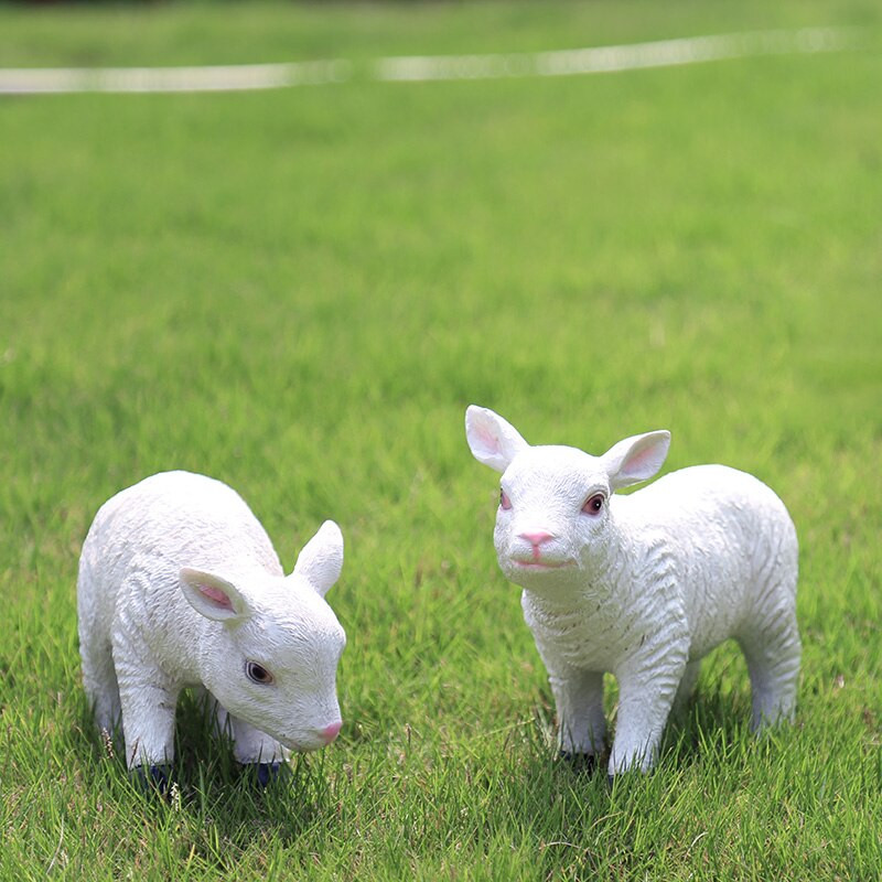 Simulare Pastorală Animal Rășină Capră Oi Ornamente în aer liber Grădină Peluză Statuie Mobilier Curte Sculptură Decorare Artizanat