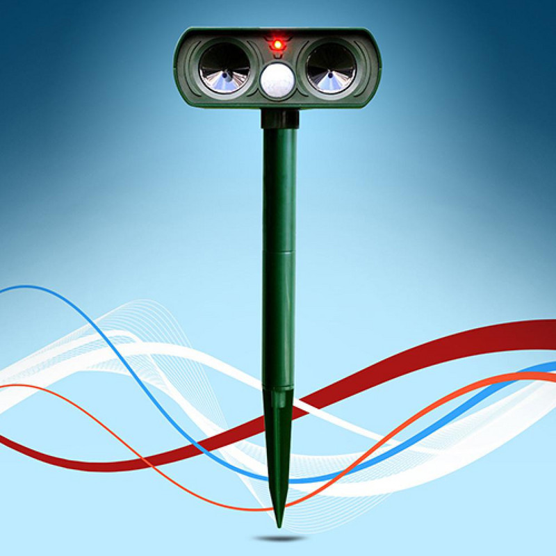 Saulės energijos kačių šuo Ultra Sonic blykstės lemputė gyvūnų repeller sode lauke