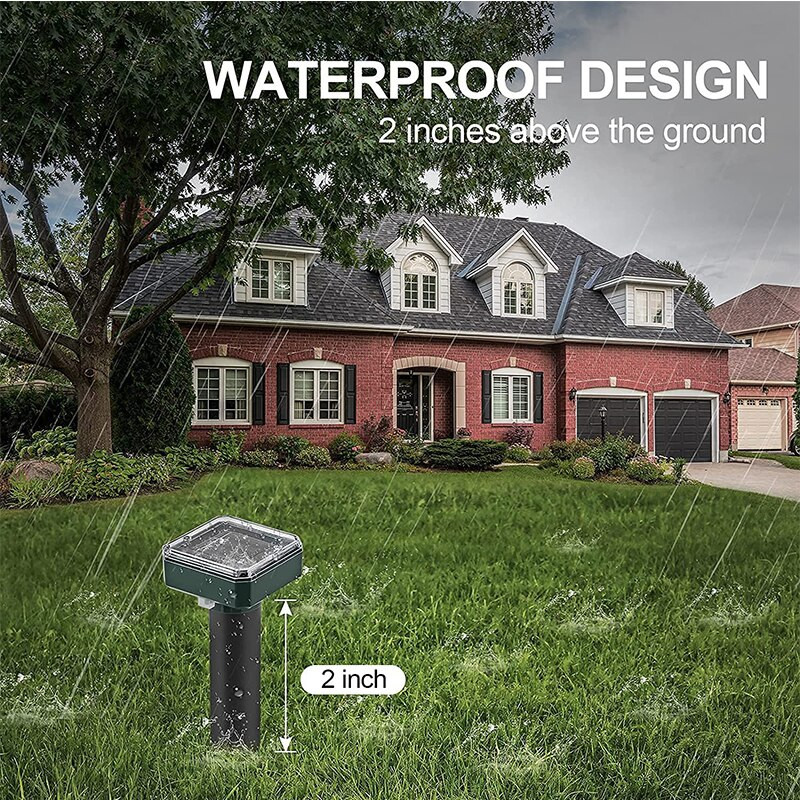 2/4 vnt Saulės kurmių atbaidantis ultragarsinis kurmių žiurkių repelentas lauko vandeniui atsparus ultragarsinis gyvates atbaidantis vejos sodo ūkiui