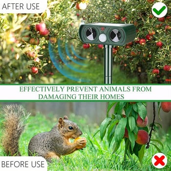 2022 Solar Powered Animal Repeller Υπερηχητικό Animal Repeller Αδιάβροχο PIR Απωθητικό Ήχου Τρομάζει Γάτες Σκύλοι Αλεπούδες Πουλιά