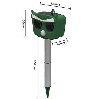 2022 Respingător de animale cu energie solară Respingător de animale cu ultrasunete Apelant PIR impermeabil Sunet sperie pisici Câini Vulpi Păsări