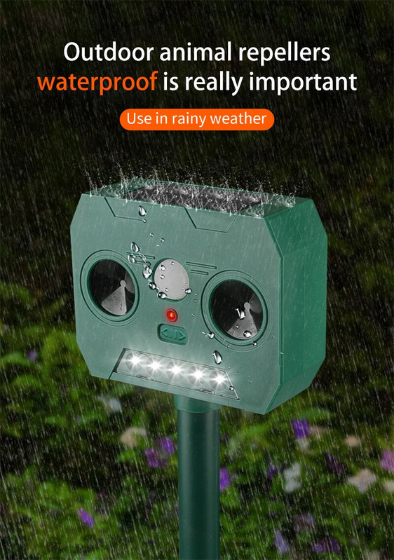 Уред за прогонване на животни със слънчева енергия Ултразвуков уред за отблъскване на животни Уред за кучета/котки/птици Уплашване на животни Сонарен репелент