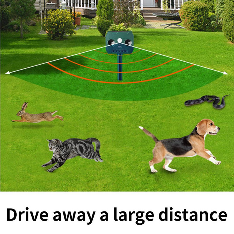 Уред за прогонване на животни със слънчева енергия Ултразвуков уред за отблъскване на животни Уред за кучета/котки/птици Уплашване на животни Сонарен репелент