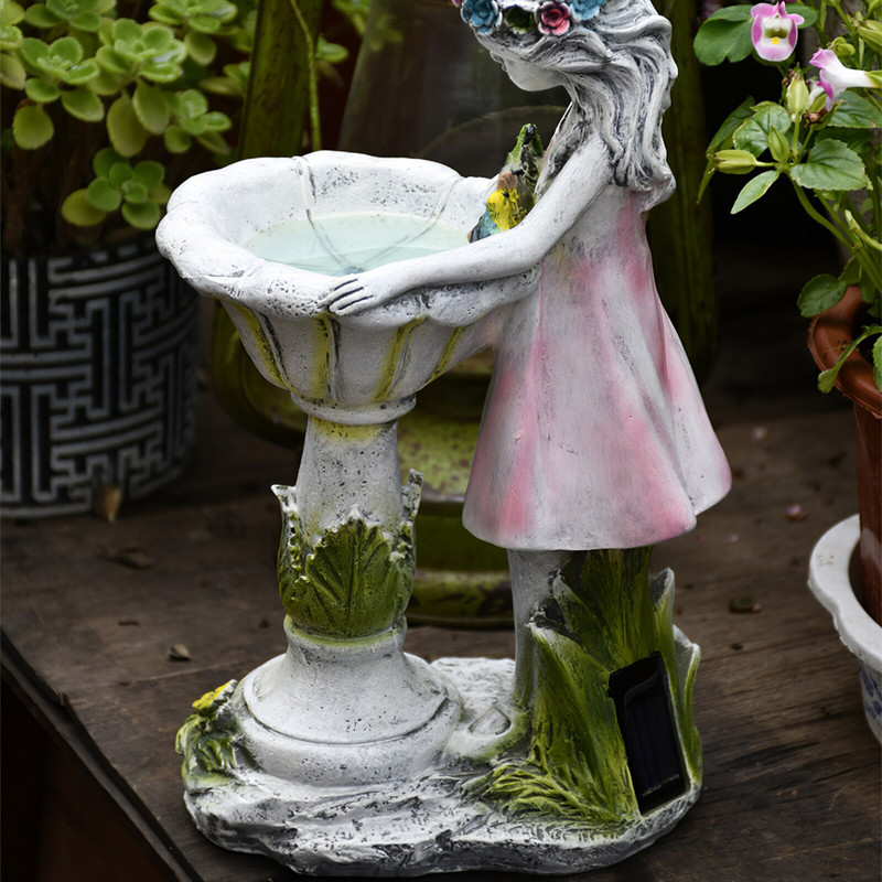 Gėlių fėjos statula saulės šviesos ornamentas lauko kiemo sodo puošmena dervos angelo figūra skulptūra mikro kraštovaizdžio dekoras