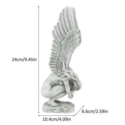 Angelas Redemption Derva Sodas Statula Dekoras Papuošalai Amatai Sparnas Religinė Skulptūra Darbalaukis Menas Lauko Apdaila Namų Statulos