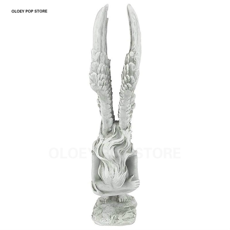 Angelas Redemption Derva Sodas Statula Dekoras Papuošalai Amatai Sparnas Religinė Skulptūra Darbalaukis Menas Lauko Apdaila Namų Statulos