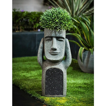 Δείτε Hear Speak No Evil Κήπος Easter Island Statues Creative Garden Resin Sculpture Διακόσμηση εξωτερικού χώρου Αξεσουάρ κήπου Jardin