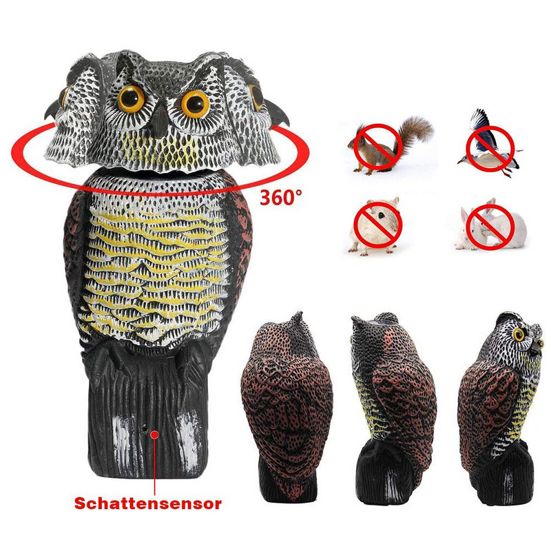 Kaliausės pelėdos masalo statula Atbaido tikrovišką netikrą pelėdą, rankomis dažyta sodo apsauga, skirta lauko kenkėjams atbaidyti paukščius