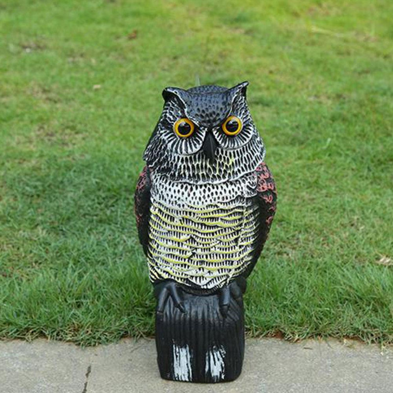 Kaliausės pelėdos masalo statula Atbaido tikrovišką netikrą pelėdą, rankomis dažyta sodo apsauga, skirta lauko kenkėjams atbaidyti paukščius