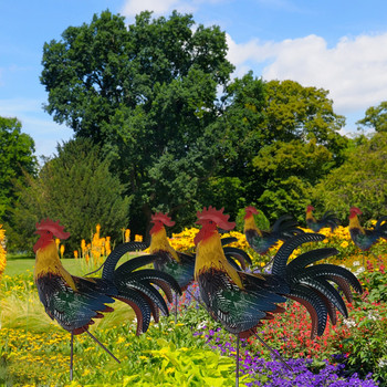 Διακοσμητικά Stakes Κήπου Rooster Decor Metal Yard Art Rooster Statue Iron Chicken Statues For Garden Chicken Coop Yard Lawn