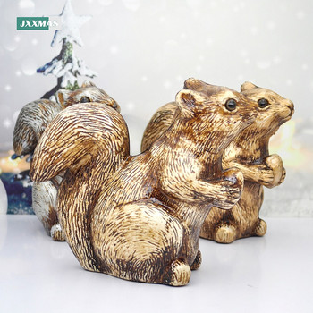 3 Έγχρωμο Άγαλμα Σκίουρου Ρετρό Τέχνη Ζώο Διακόσμηση Επιτραπέζιου Σπίτι γκαζόν Κήπος Διακόσμηση Γλυπτική Χειροτεχνία Παιχνίδι Χριστουγεννιάτικα Αξεσουάρ