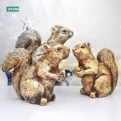 3-farebná socha veveričky, retro umenie, zviera, dekorácia na stôl, domáci trávnik, záhradná dekorácia, socha, remeslá, hračka, vianočné doplnky