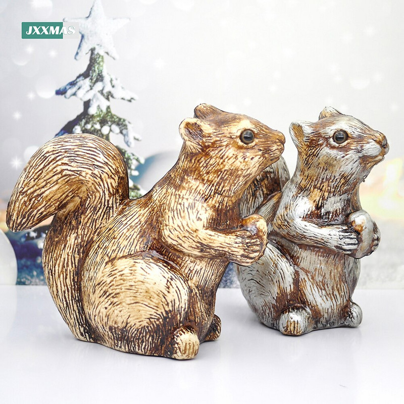 Statuie veveriță în 3 culori, artă retro, decor de birou cu animale, decorație pentru grădină de acasă, sculptură, artizanat, jucărie, accesorii de Crăciun