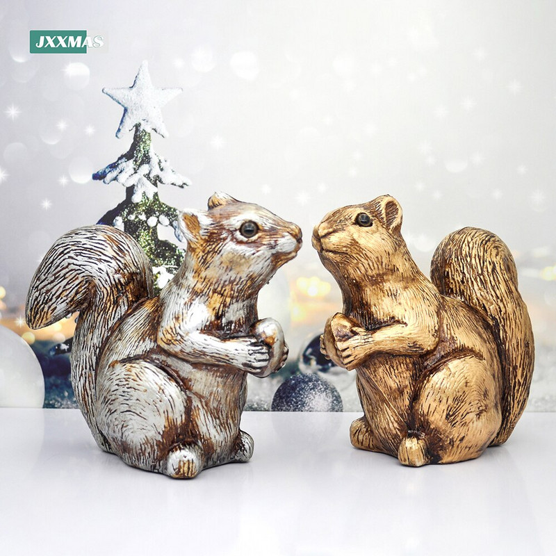 Statuie veveriță în 3 culori, artă retro, decor de birou cu animale, decorație pentru grădină de acasă, sculptură, artizanat, jucărie, accesorii de Crăciun