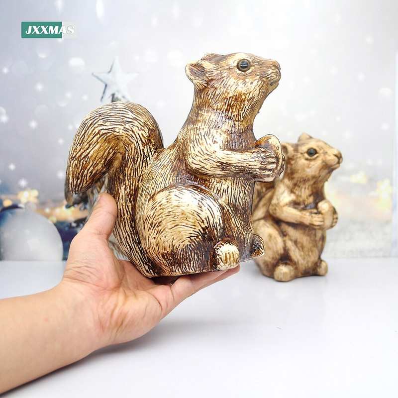 Statuie veveriță în 3 culori, artă retro, decor de birou cu animale, decorație pentru grădină de acasă, sculptură, artizanat, jucărie, accesorii de Crăciun