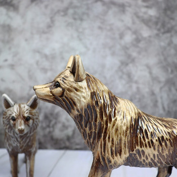 3Χρωματική προσομοίωση Αγάλματα λύκου Ρετρό τέχνης Γλυπτά ζώων Επιτραπέζιο γραφείο Μοντέρνα πλαστικά χειροτεχνία Διακόσμηση Αξεσουάρ διακόσμησης σπιτιού