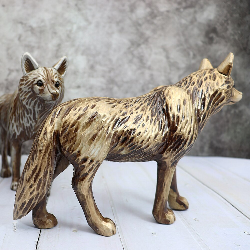 Statui de lup de simulare în 3 culori, artă retro, sculptură de animale, birou de birou, meșteșuguri moderne din plastic, decorare, accesorii pentru decorarea casei