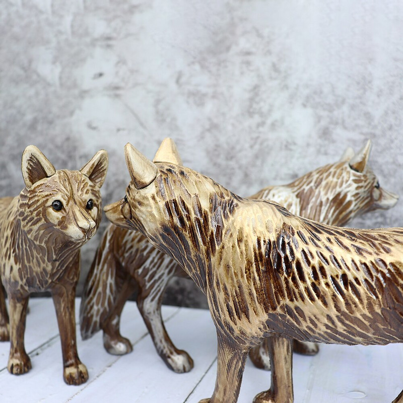 Statui de lup de simulare în 3 culori, artă retro, sculptură de animale, birou de birou, meșteșuguri moderne din plastic, decorare, accesorii pentru decorarea casei