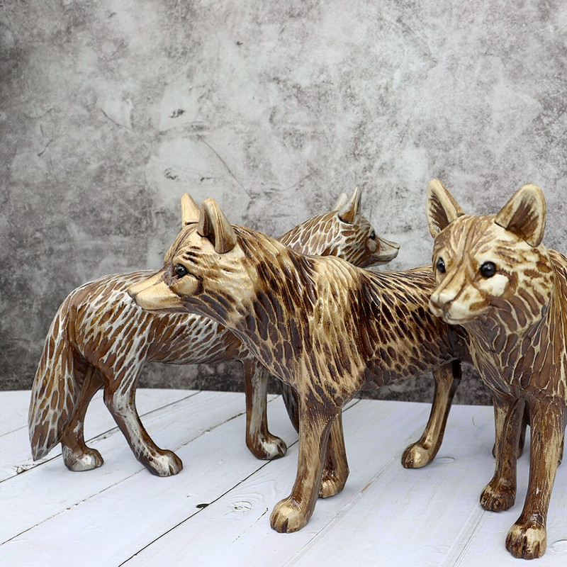 Statui de lup de simulare în 3 culori, artă retro, sculptură de animale, birou de birou, meșteșuguri moderne din plastic, decorare, accesorii pentru decorarea casei