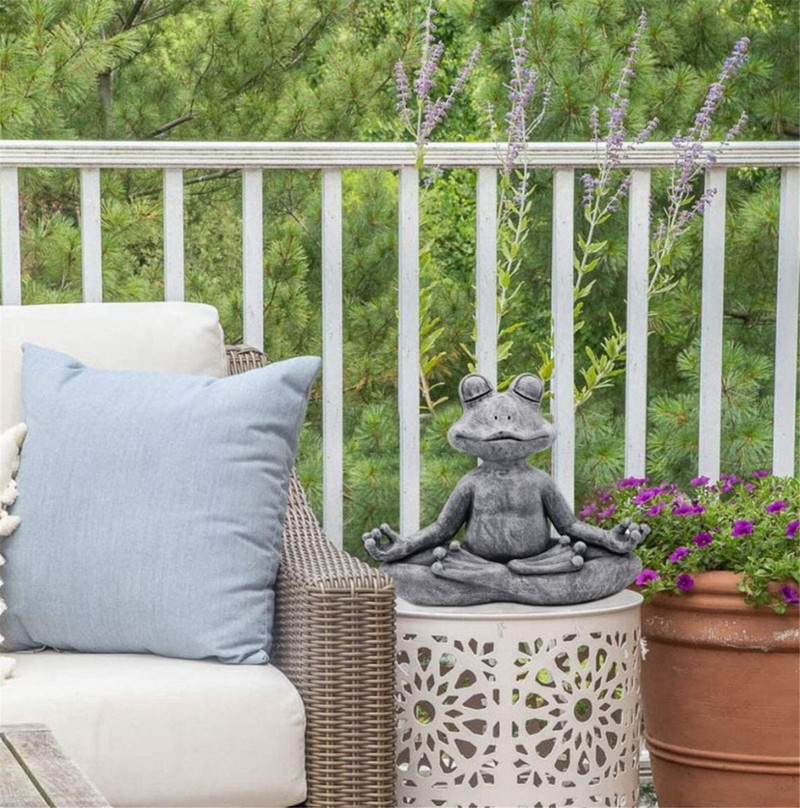 Kerti Béka Figura Gyanta Zen Yoga Béka Jardin szobor Kerti dekoráció Szabadtéri szobrok Lakás dekoráció Beltéri díszek