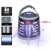 Horúca lampa na zabíjanie komárov s bezdrôtovým reproduktorom, LED elektrický šok, vonkajšie USB osvetlenie, pasca na komáre, domáca repelentná lampa