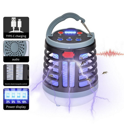 Karšta uodų žudymo lempa su belaidžiu garsiakalbiu LED elektros šokas Lauko USB apšvietimas nuo uodų gaudyklės buitinė atbaidymo lempa