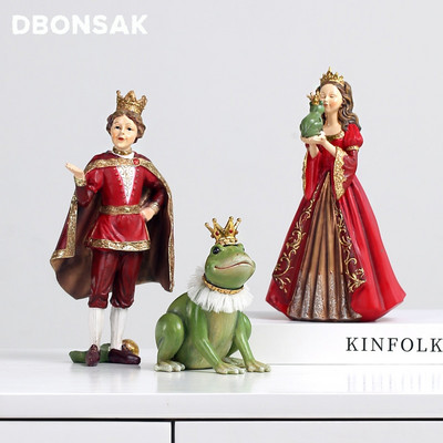 Kreslená anime socha žabieho princa princeznej dekorácie víly zo živice socha remeslá zariadenie obývačka detská izba dekorácia