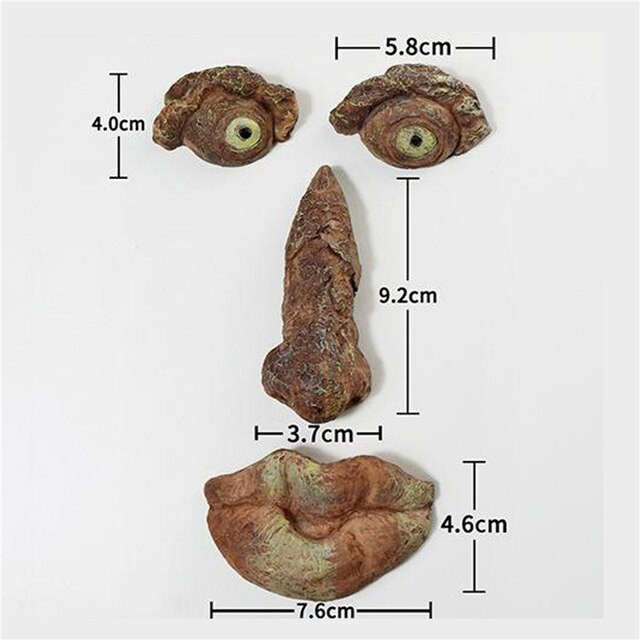 Juokingas seno žmogaus medžio veidas Noctlucent šviesos dekoras Sodas Lauko meno medis Linksma skulptūra Įnoringas Keistas seno žmogaus medis