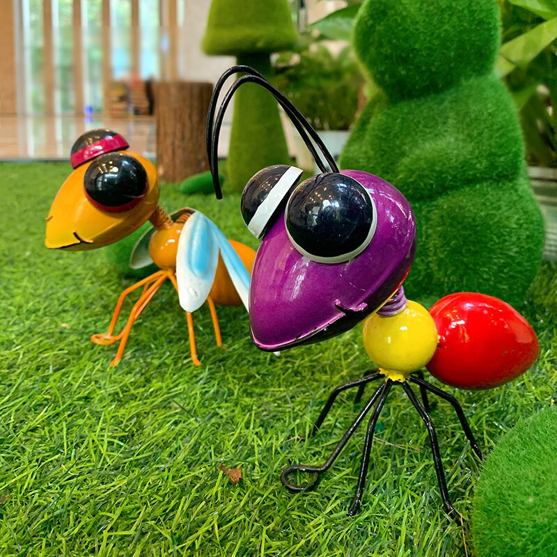 Fém hangya szitakötő készlet kerti szobor szobor fal medál asztali udvar dísze
