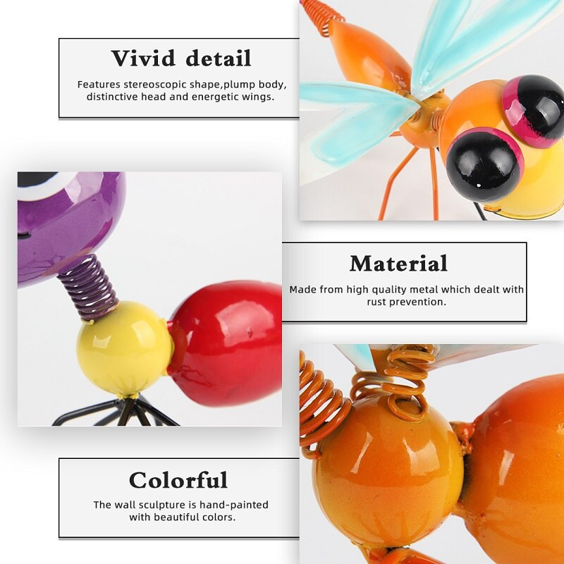 Fém hangya szitakötő készlet kerti szobor szobor fal medál asztali udvar dísze