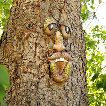 Bark Ghost Декорация на лицето Черти на лицето Декорация Хелоуин Великден Направи си сам Дом Външна градина Дърво Чудовища Орнаменти Подпори