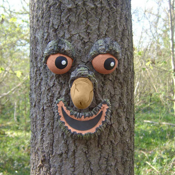 Bark Ghost Face Διακόσμηση Χαρακτηριστικά προσώπου Διακόσμηση Halloween Easter Diy Home Outdoor Garden Tree Monsters Ornaments Props
