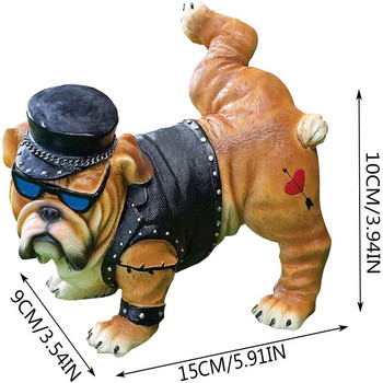 Нова статуя на пикаещо куче Tough Guy Bulldog с капачка за слънчеви очила Nordic Creative Funny Animals Gnome Garden Decoration Sculpture 2021