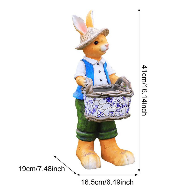 Kiškučio statula Gražūs stovintys zuikio papuošalai iš dervos rankų darbo Velykų papuošalams sodo dekoravimui