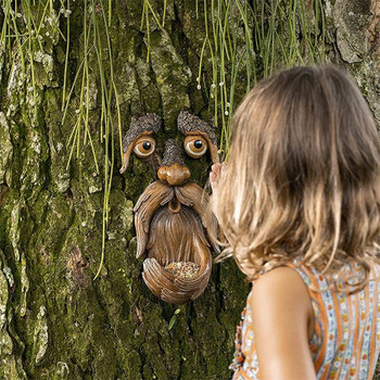 Face Tree Bark Ghost Face Διακόσμηση προσώπου Πασχαλινή διακόσμηση κήπου εξωτερικού χώρου Ρητίνη Bird Feeder Jardin ιδιότροπη διακόσμηση δέντρου