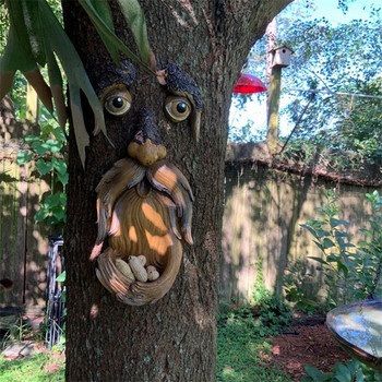 Face Tree Bark Ghost Face Διακόσμηση προσώπου Πασχαλινή διακόσμηση κήπου εξωτερικού χώρου Ρητίνη Bird Feeder Jardin ιδιότροπη διακόσμηση δέντρου